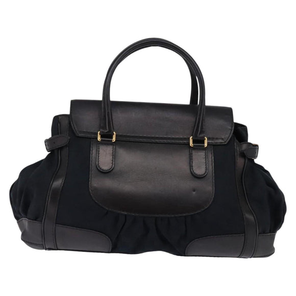 GUCCI GG Canvas Hand Bag Black Gold Auth SW1542