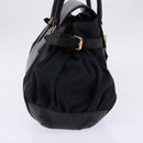 GUCCI GG Canvas Hand Bag Black Gold Auth SW1542-3