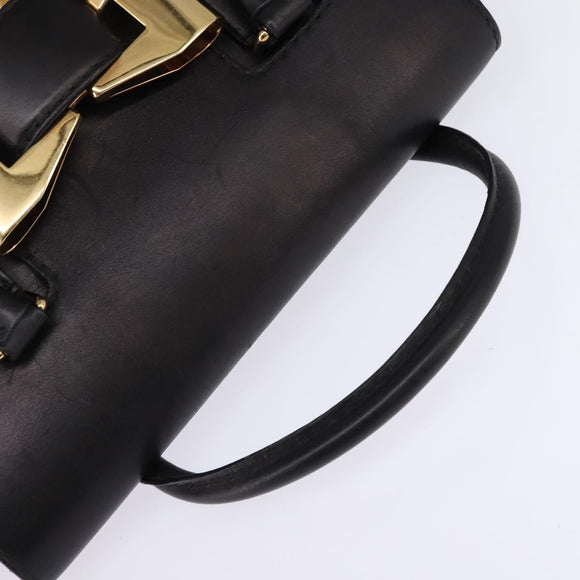 GUCCI GG Canvas Handtas Zwart Goud Auth SW1542