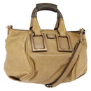 Chloe Etel Hand Bag Leather 2way Beige Gold Auth SW1546-1