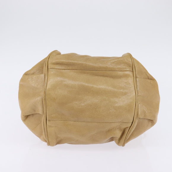 Chloe Etel Hand Bag Leather 2way Beige Gold Auth SW1546