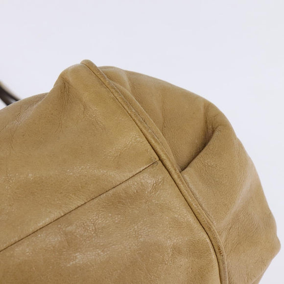 Chloe Etel Hand Bag Leather 2way Beige Gold Auth SW1546