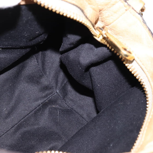 Chloe Etel Hand Bag Leather 2way Beige Gold Auth SW1546