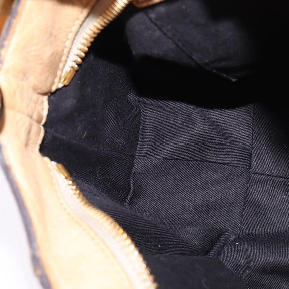 Chloe Etel Hand Bag Leather 2way Beige Gold Auth SW1546