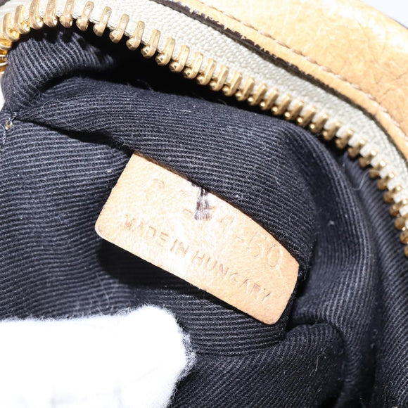 Chloe Etel Hand Bag Leather 2way Beige Gold Auth SW1546