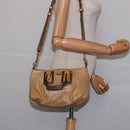 Chloe Etel Hand Bag Leather 2way Beige Gold Auth SW1546-23