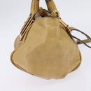 Chloe Etel Hand Bag Leather 2way Beige Gold Auth SW1546-4