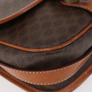 CELINE Macadam Canvas Shoulder Bag PVC Leather Brown Gold Auth SW1550-14