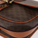 CELINE Macadam Canvas Shoulder Bag PVC Leather Brown Gold Auth SW1550-15