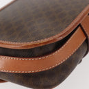 CELINE Macadam Canvas Shoulder Bag PVC Leather Brown Gold Auth SW1550-16