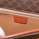 CELINE Macadam Canvas Shoulder Bag PVC Leather Brown Gold Auth SW1550-19