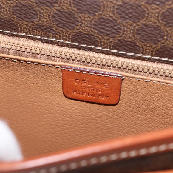 CELINE Macadam Canvas Shoulder Bag PVC Leather Brown Gold Auth SW1550