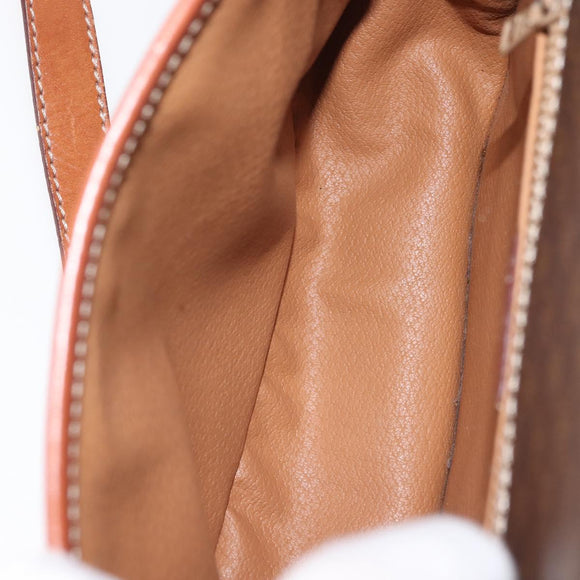 CELINE Macadam Canvas Shoulder Bag PVC Leather Brown Gold Auth SW1550