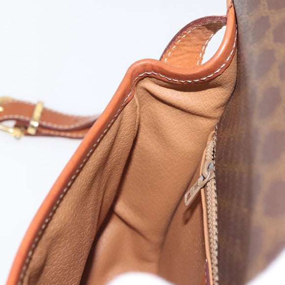 CELINE Macadam Canvas Shoulder Bag PVC Leather Brown Gold Auth SW1550