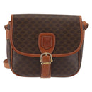 CELINE Macadam Canvas Shoulder Bag PVC Leather Brown Gold Auth SW1550-13