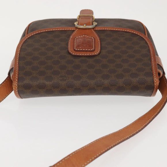 CELINE Macadam Canvas Shoulder Bag PVC Leather Brown Gold Auth SW1550