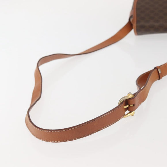 CELINE Macadam Canvas Shoulder Bag PVC Leather Brown Gold Auth SW1550