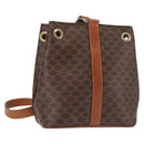 CELINE Macadam Canvas Shoulder Bag PVC Leather Brown Gold Auth SW1551-1