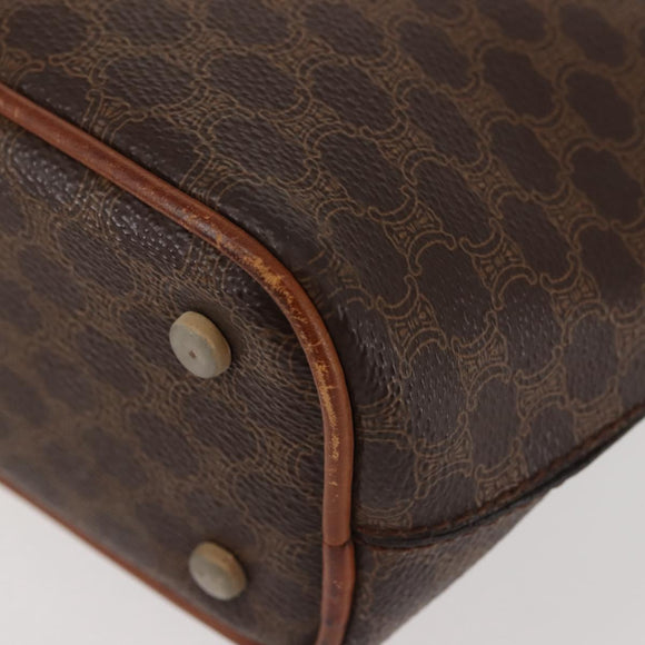 CELINE Macadam Canvas Shoulder Bag PVC Leather Brown Gold Auth SW1551