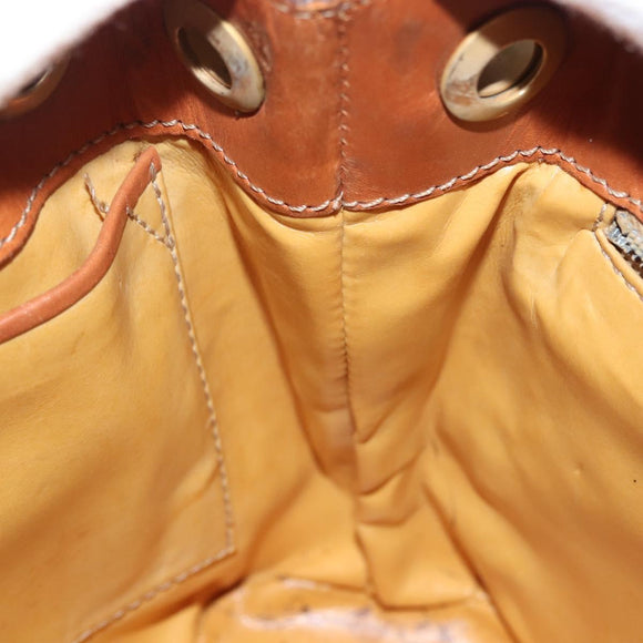 CELINE Macadam Canvas Shoulder Bag PVC Leather Brown Gold Auth SW1551