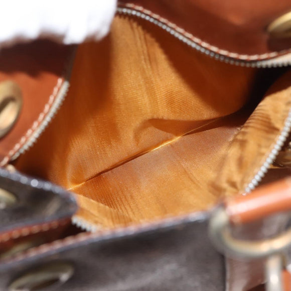 CELINE Macadam Canvas Shoulder Bag PVC Leather Brown Gold Auth SW1551