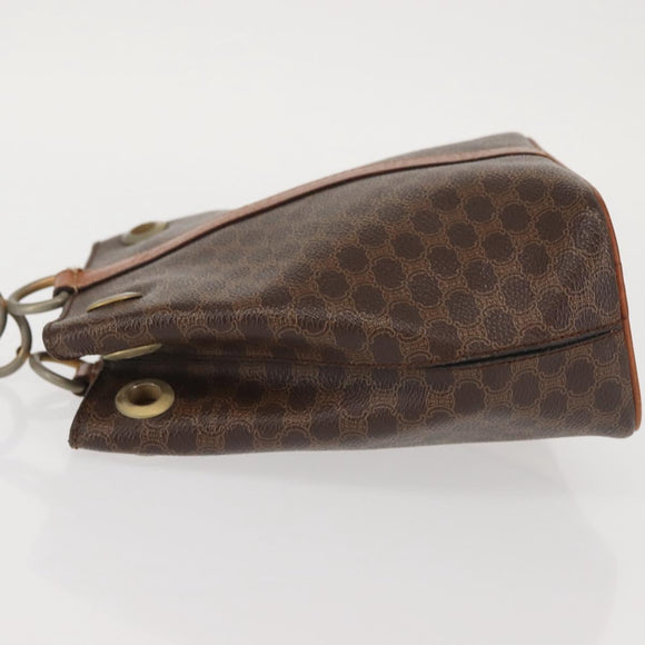 CELINE Macadam Canvas Shoulder Bag PVC Leather Brown Gold Auth SW1551