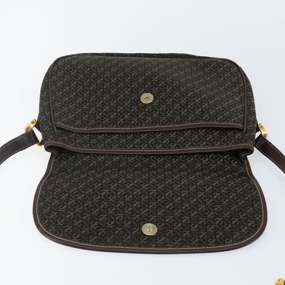 LOEWE Anagram Shoulder Bag Canvas Brown Gold Auth SW1553