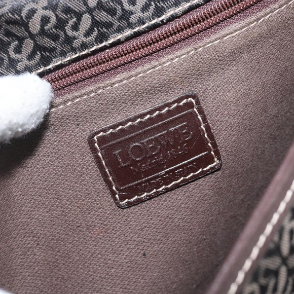 LOEWE Anagram Shoulder Bag Canvas Brown Gold Auth SW1553