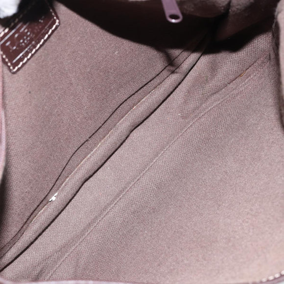 LOEWE Anagram Shoulder Bag Canvas Brown Gold Auth SW1553