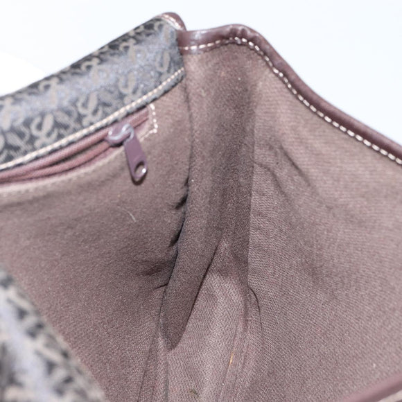 LOEWE Anagram Shoulder Bag Canvas Brown Gold Auth SW1553