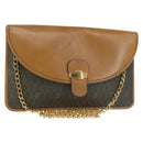 Christian Dior Honeycomb Canvas Chain Shoulder Bag PVC Brown Gold Auth SW1555-1