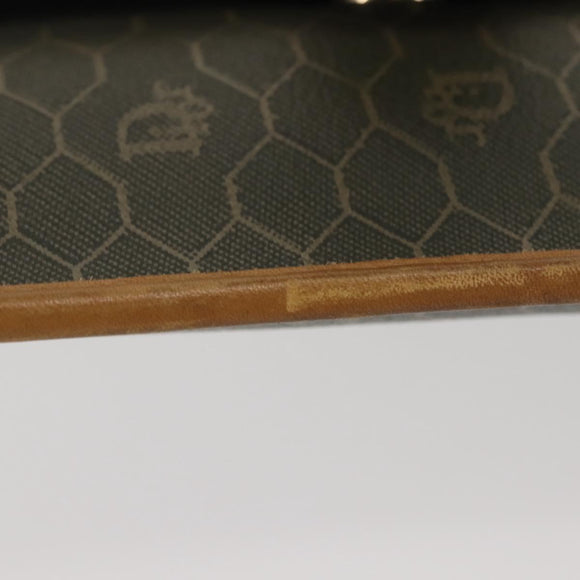 Christian Dior Honeycomb Canvas Chain Shoulder Bag PVC Brown Gold Auth SW1555