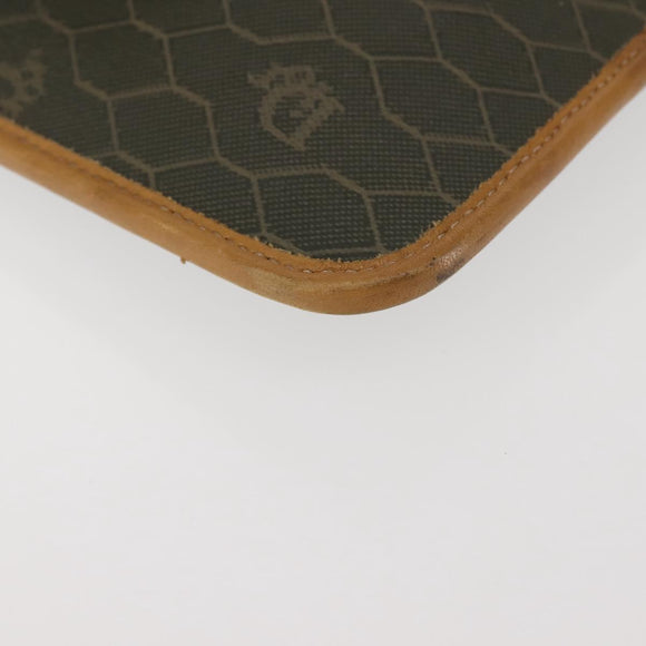 Christian Dior Honeycomb Canvas Chain Shoulder Bag PVC Brown Gold Auth SW1555