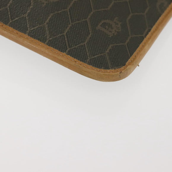 Christian Dior Honeycomb Canvas Chain Shoulder Bag PVC Brown Gold Auth SW1555