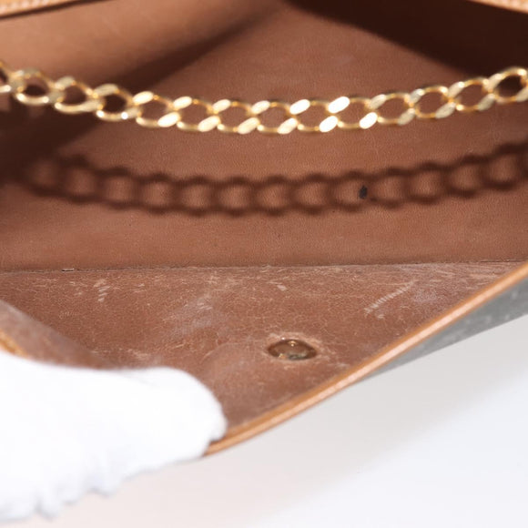 Christian Dior Honeycomb Canvas Chain Shoulder Bag PVC Brown Gold Auth SW1555