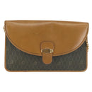 Christian Dior Honeycomb Canvas Chain Shoulder Bag PVC Brown Gold Auth SW1555-13