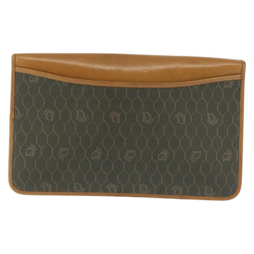 Christian Dior Honeycomb Canvas Chain Shoulder Bag PVC Brown Gold Auth SW1555 - 0