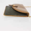 Christian Dior Honeycomb Canvas Chain Shoulder Bag PVC Brown Gold Auth SW1555-3