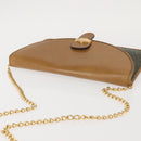 Christian Dior Honeycomb Canvas Chain Shoulder Bag PVC Brown Gold Auth SW1555-7