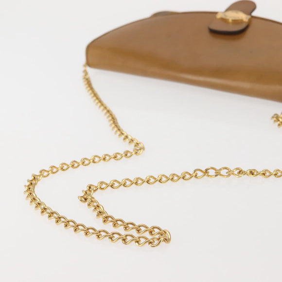 Christian Dior Honeycomb Canvas Chain Shoulder Bag PVC Brown Gold Auth SW1555