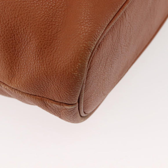 SAINT LAURENT Shoulder Bag Leather Brown Gold Auth SW1562