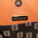 SAINT LAURENT Shoulder Bag Leather Brown Gold Auth SW1562-15