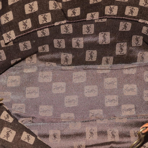 SAINT LAURENT Shoulder Bag Leather Brown Gold Auth SW1562