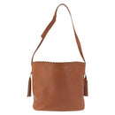 SAINT LAURENT Shoulder Bag Leather Brown Gold Auth SW1562-2