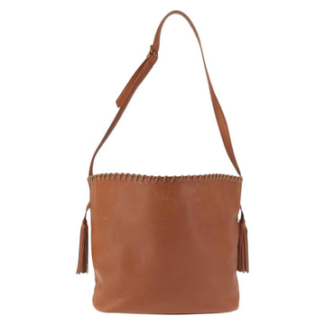 SAINT LAURENT Shoulder Bag Leather Brown Gold Auth SW1562 - 0