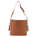 SAINT LAURENT Shoulder Bag Leather Brown Gold Auth SW1562-3