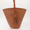 SAINT LAURENT Shoulder Bag Leather Brown Gold Auth SW1562-4