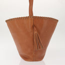 SAINT LAURENT Shoulder Bag Leather Brown Gold Auth SW1562-5