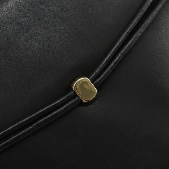 BALLY Hand Bag Leather Black Gold Auth SW1563