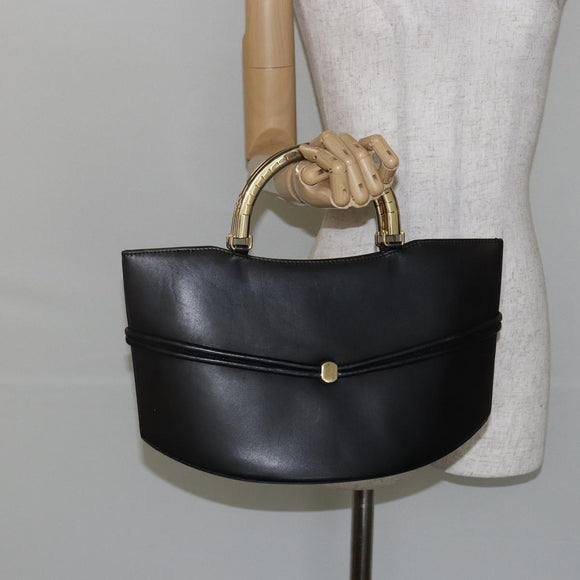 BALLY Hand Bag Leather Black Gold Auth SW1563